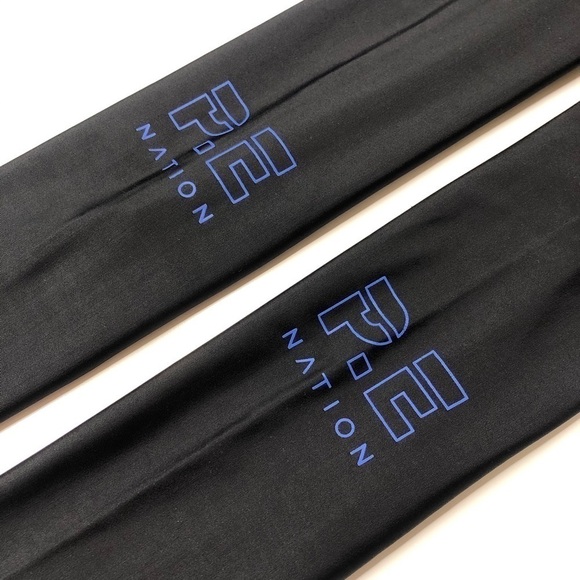 Rare P.E NATION Hell Fire Striped Band Black Stretchy Shiny Active Leggings - Picture 9 of 14